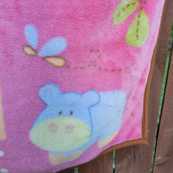 CoCaLo Baby Blanket 36x40 Pink Zoo Animals Elephant Zebra Hippo Koala Soft Plush - Picture 10 of 11